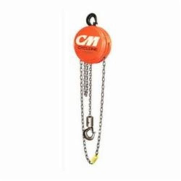 Cyclone Five Reeved Hand Chain Hoist, 10 Ton Load, 10 Ft H Lifting, 3512 In Min Between Hooks, 95, Cm, Mfr#: 4632